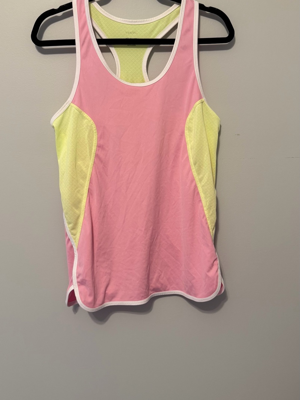 Jockey Vapor Women’s Racerback Workout Tank Top Medium Pink Yellow